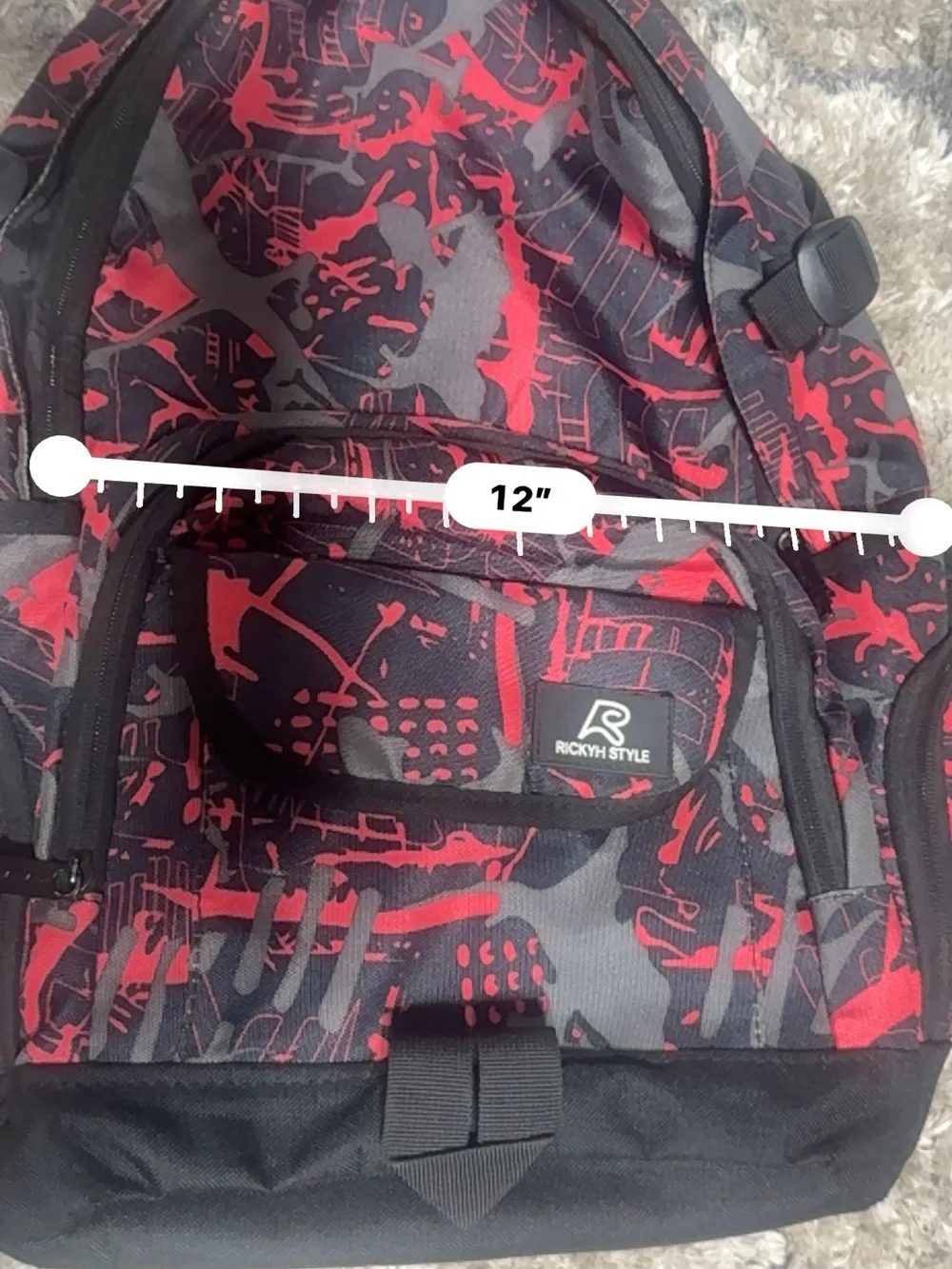 Men's Red & Gray Graphic Backpack